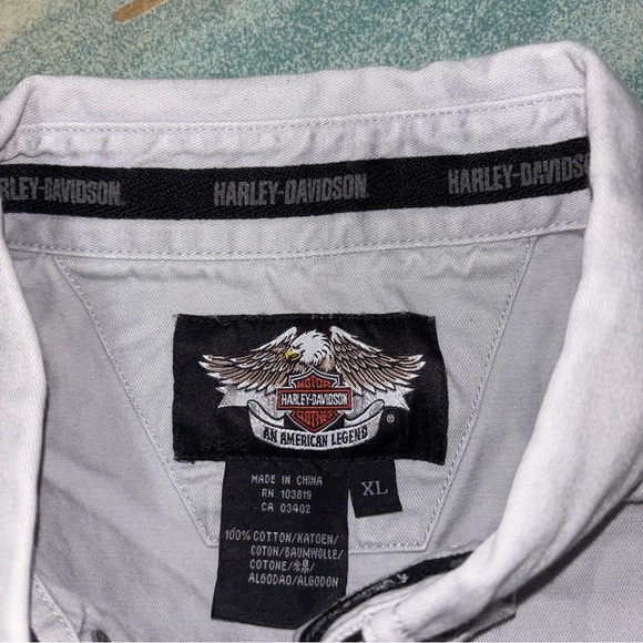 Harley-Davidson Gray Sleeveless Shirt double-sided men’s size XL shield back - Picture 4 of 7